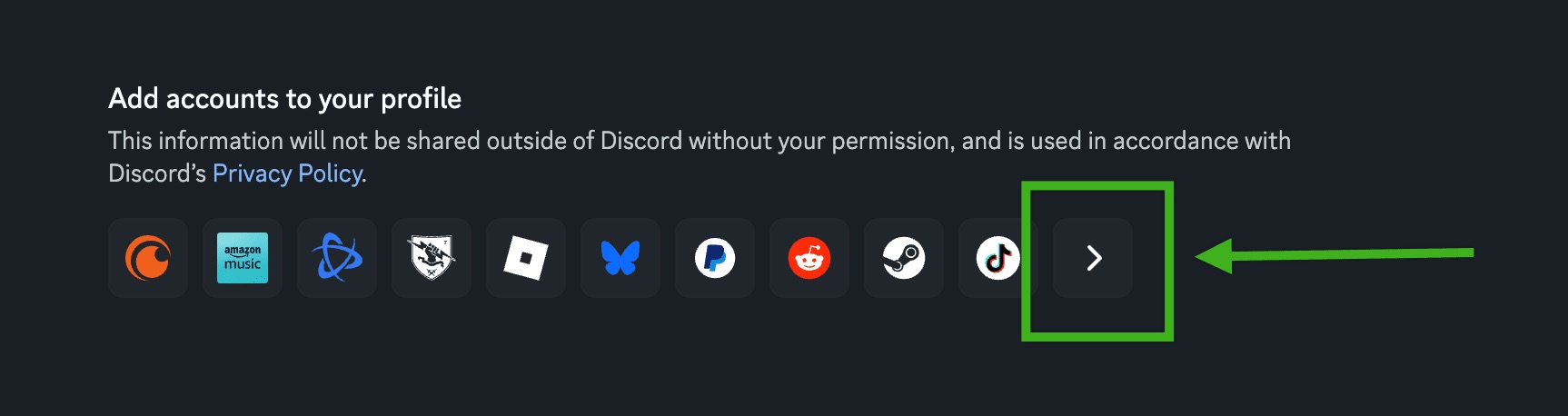 The connections row with the expand arrow highlighted